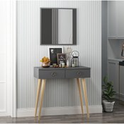 Resim Dekorosso Arden Ahşap Ayaklı Aynalı Modern Dekoratif Dresuar Antrasit 