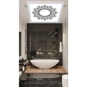 Resim Gökyüzü Panel Modern Banyo Avize Desinist LED Tavana Model Avize, 60WATT Beyaz Işık, 60 x 60 cm Modern Kare Avize, 
