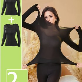 Resim Kadınlar için 2 Adet Dikişsiz Termal İç Giysi Üstleri - Yumuşak, Esnek Uzun Kollu Taban Katmanı, Hafif ve Rahat, Yüksek Elastiklik, Düz Renk, Makinede Yıkanabilir, Günlük Kullanım veya Pijama için Mükemmel 