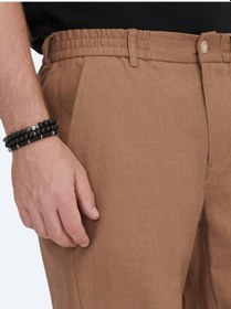 Resim Kahverengi Dokuma Jogging Fit Casual Pamuk Karışımlı Bermuda Kahverengi 