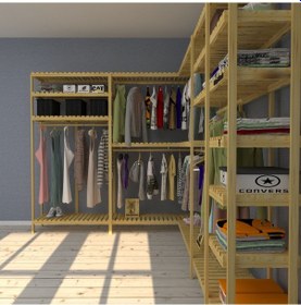 Resim Gigano - Açık Ahşap Gardırop - Robot Süpürge Kullanımı İçin Uygun 