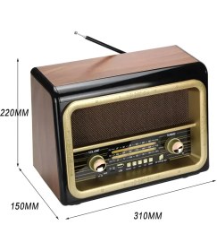 Resim Büyük Boy Ahşap Retro Bluetooth Radyo, Şık ve Nostaljik Tasarım 
