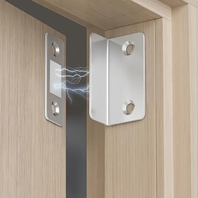 Resim 32 adet Ultra-İnce Manyetik Kapı Kilidi Seti, 32 parça içerir 4 adet Manyetik + 4 adet L-Şekilli Yama + 16 adet Vida + 8 adet Yapışkan, L-Şekilli Çekmece Manyetikleri, Dolap Kapıları için Yapışkan Manyetik Kapaklar, Mutfak ve Gardırop Kapıları için Uygun 