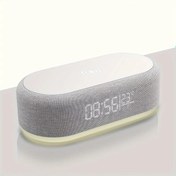 Resim Turcoshop11 Beyaz 4ü1 Aydınlık Gece Lambası Dijital Saat Kablosuz Şarj Usb Type-c Seyahat 