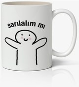 Resim Sarılalım Mı Yazılı Baskılı Kupa Bardak - Baskılı Kahve Kupa Bardak 