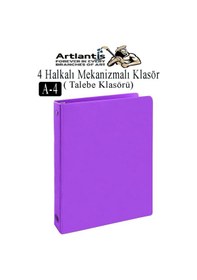 Resim 4 Halkalı Klasör 1 Adet A4 Pvc Öğrenci Ve Ofis Tipi Evrak Sunum Klasörü İç Cepli Otomatik Mekanizmalı Büro Okul Arşivle Mor 