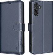 Resim Gaojunshop01 Samsung Galaxy Uyumlu A05 Cüzdan Kılıf Rfıd Özellikli Pu Kapak Siyah 