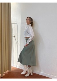 Resim Midi Boy Dokuma Saten Etek Yeşil 