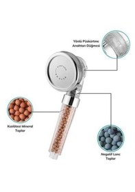 Resim Buffer %50 Su Tasarruflu Ve Arıtmalı Doğal Taşlı Banyo El Duş Başlığı Çok Renkli 