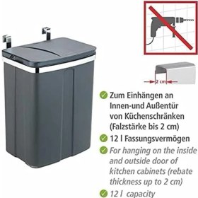 Resim Karokstore Kapı Atık Kutusu 12L Dolap Atık Kutusu Mutfak Atık Kutusu Gri 