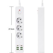 Resim Laxsam 3000w Usb Güç Şeridi Aşırı Yük Koruması Ile 4usb 2 Type-c Şarj Cihazı Hub 2m Uzatma Kablosu Siyah 