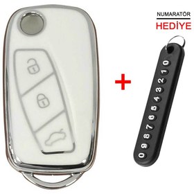Resim babikamium Fiat Linea, Ducato, Boxer, Jumper Sıstalı Beyaz-gümüş Oto Anahtar Kumanda Kabı Kılıfı Oto Anahtarlık 