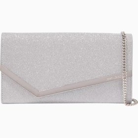 Resim Emmie Clutch Çanta, İnce Simli Deri, Gümüş Renk Lüks Gece Tasarımı - Gümüş 