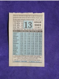 Resim 13 Aralık 2002 Takvim Yaprağı - Nostalji Koleksiyonluk Takvim Yaprağı 