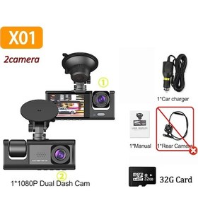 Resim 1080 P Araba Dvr'ı 3 Camra Araç Kamerası Arabalar İçin Kamera Araç Kaydedici 2 Camera With 32g 