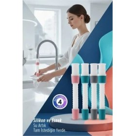 Resim AlanSansli 4 LÜ Silikon Esnek Musluk Uzatıcı – 14.5 cm Lavabo ve Mutfak Batarya Başlığı 