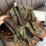 Resim Kadınlar İçin Hafif Paisley Desenli Eşarp - Turkuaz, Turuncu ve Beyaz Tasarımlı Egzotik Vintage Şal, Nefes Alabilen Çok Amaçlı Sarmaşık, Günlük Kullanım, Seyahat & Açık Hava Aktiviteleri için, Saç Örgüsü Eşarpi, Klasik Yakaless Tasarım, Elde Yıkanabilir Kumaş, Bohem Tarzı, Dokulu, Şık Aksesuar, Boho Chic 