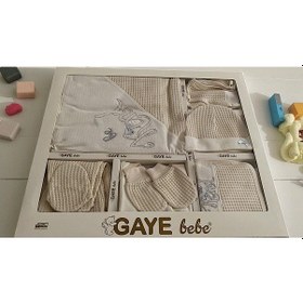 Resim Milays 0-3 Ay Bebek Unisex Gaye Organik Kind Nakışlı 10 Lu Body/zıbın Seti Bej 