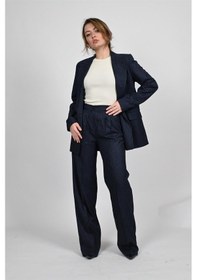 Resim Lemajh Çizgili Palazzo Pantalon Lacivert-lacivert Lacivert 