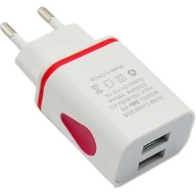 Resim Ganbao Kırmızı Ab Tak USB Duvar Şarj Cihazı Samsung Xiaomi Için Çift Bağlantı Noktası 2A Çıkış Seyahat Fişi Güç Adaptörü Telefon Için Uyumlu Ab/abd Tak (Yurt Dışından) 