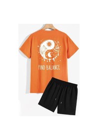 Resim Uyguntarz Ying Yang Şort T-shirt Eşofman Takımı Turuncu 