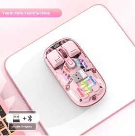 Resim XTRIKE ME Mouse Bluetooth + 2,4Ghz Wireless Rgbli Mouse Transparent Kablosuz Mouse 6400dp 