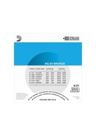 Resim D'Addario Ej11 80/20 Bronze Akustik Gitar Teli 12-53 