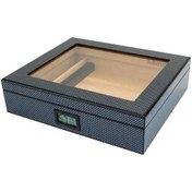 Resim Lubinski Cedar Basic Camlı Puro Kutusu Humidor Slim Dijital Karbon 15s 