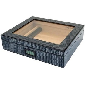 Resim Lubinski Cedar Basic Camlı Puro Kutusu Humidor Slim Dijital Karbon 15s 