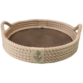 Resim Deri Tabanlı Tepsi (Yuvarlak) | Bej 