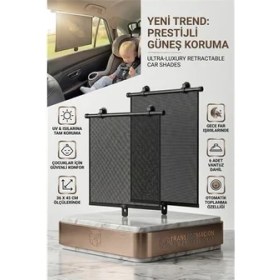 Resim Hobilinka Otomatik Toplanır Araç Perdesi 2'li Set | 36X45 cm Vantuzlu Yan Cam Güneşliği 723080 