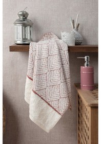 Resim Geometrik Desenli Zemini Renkli Bambu El Havlusu - 50x90 Cm - Kiremit Kiremit 