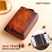 Resim Vintage Tarzı Erkek Cüzdanı - RFID Engelleme, Hırsızlığa Karşı Kart Yuvaları ve Fermuarlı Bölmeler ile Büyük Kapasiteli, Açık Kahverengi - Babalar Günü İçin İdeal Hediye | RFID Koruma | Premium İşçilik, Gerçek Sığır Derisi Üst Katman, 12 Kart Yuvası 