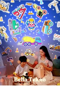 Resim HALL BREATHE Çocuklar İçin Renkli LED Robot Projektör Eğitici Uyku Lambası Şarjlı 