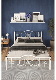 Resim Argimo Pero Tek Kişilik Ferforje Metal Beyaz Karyola 120x200 