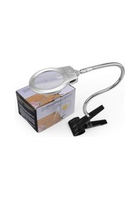 Resim Büro Ev Ofis İçin 2.5x Büyütür 90mm Led Işıklı Büyüteç Mandallı Metal Hortum Masa Büyüteci 