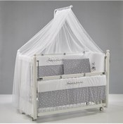 Resim Meltem Kids Mondo Anne Yanı Ahşap Sallanır Beşik 60 x 120 CM (Beyaz-Moon) Gri 