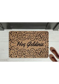 Resim Home Hoşgeldiniz Dekoratif Çok Amaçlı Iç Ve Dış Kapı Paspası Bej 