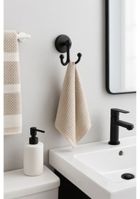 Resim MultiStore Siyah Çatal Bornozluk Askısı Siyah 