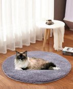 Resim Ares Gri Peluş Kedi Minderi Evcil Hayvan Yatağı Kedi Yuvası Matı Kedi Kulübesi Minderi 