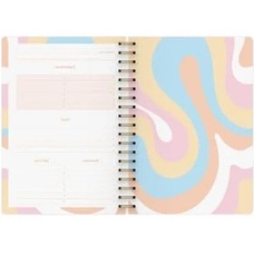 Resim Spiralli Ajanda Defter - Marble Desen, 17x24 Cm 124-Pembe 