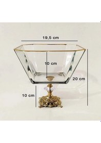 Resim Atabey Home Metal Ayaklı Gold Detaylı Cam Büyük Boy Salata Servis Kasesi 