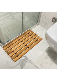 Resim Reyo Ahşap İpli Banyo Paspası, Bahçe Balkon Paspası 40x60cm Ahşap 