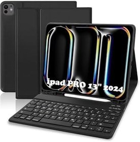 Resim M.TK moveteck İpad Pro 13 Inç M4 Çip 2024 Uyumlu Bluetooth Özellikli Standlı Kalem Bölmeli Klavyeli Kılıf, Siyah, Tek Ebat, KLAVYE-PRO13-SİYAH 