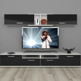 Resim Decoraktiv Eko 5220 Slm Krom Ayaklı Tv Ünitesi Tv Sehpası - Beyaz - Siyah 