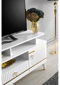 Resim 110 CM KORDON RAFLI MDF MEBRAN KAPAK TV SEHPASI 