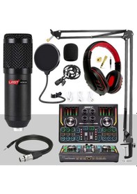 Resim Lastvoice BM800 Titanium Set Efektli Ses Kartı Mikrofon Kulaklık Stand Kayıt Canlı Yayın (PC ve Telefon) 