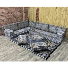 Resim Coton Şark Köşesi Minder Takımı Konsept Gri 14 Parça 