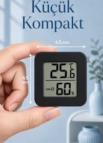 Resim Telvesse 4 Adet Mini Sıcaklık Nem Ölçer LCD Ekran Oda Termometre Duvara Takılabilen Masaüstü Higrometre Siyah 
