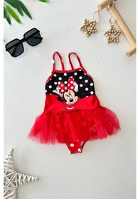 Resim Miniğimin Cicileri Tüllü Mnn Ms Baskılı Kız Çocuk Mayo Bikini... Kırmızı 